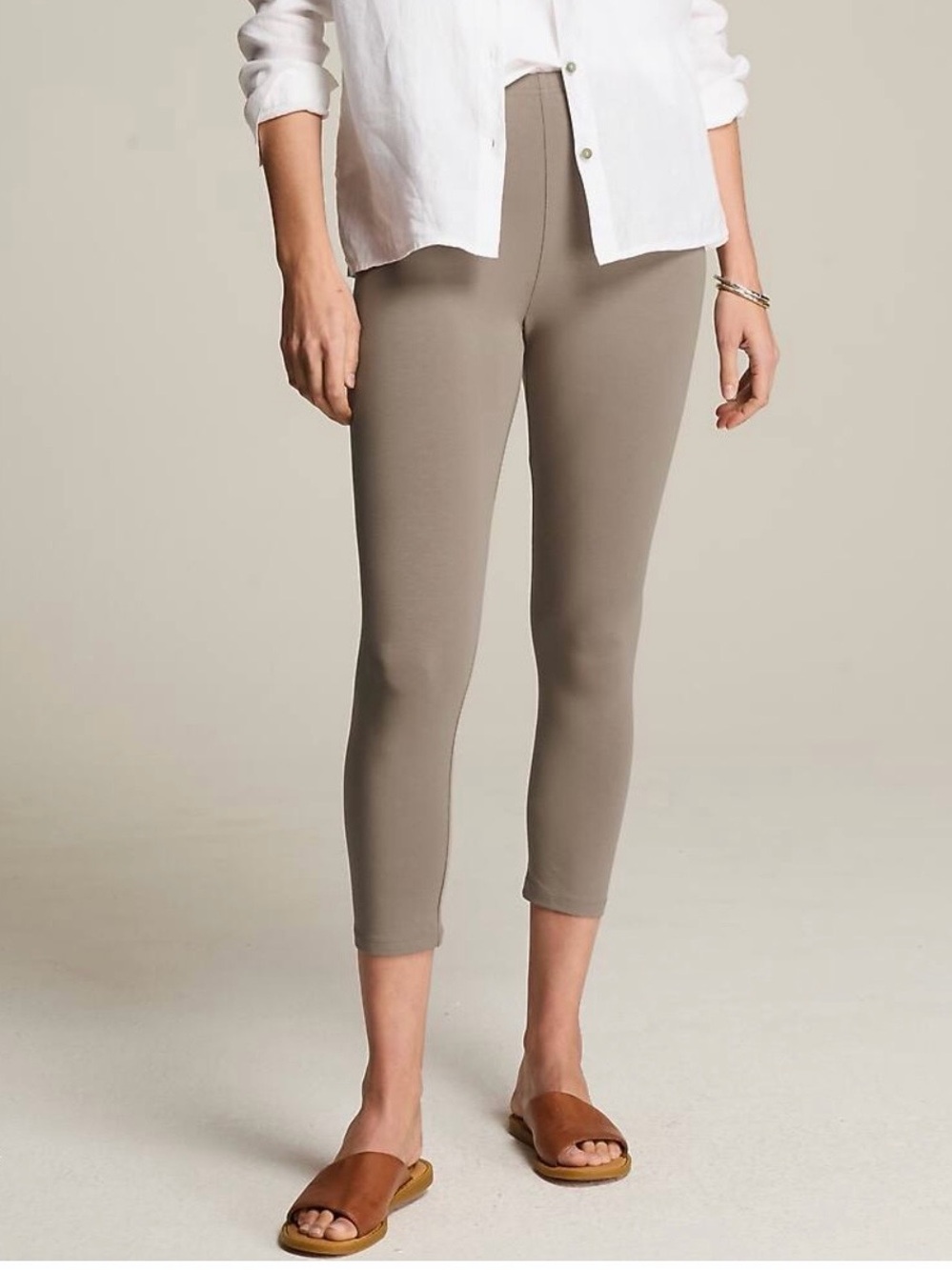 J. Jill Pima Capri Leggings Taupe Beige